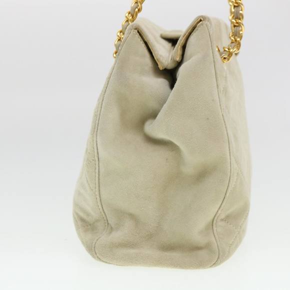 PRADA Quilted Chain Shoulder Bag Suede Gray Auth yk6604 - Picture 4 of 16